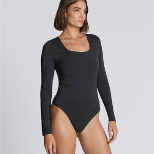 Everlane Supima Cotton Long Sleeve Black Bodysuit Wardrobe Basic Women's M